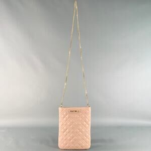 LOVE MOSCHINO Pink Quilted Leather Chain Crossbody Handbag